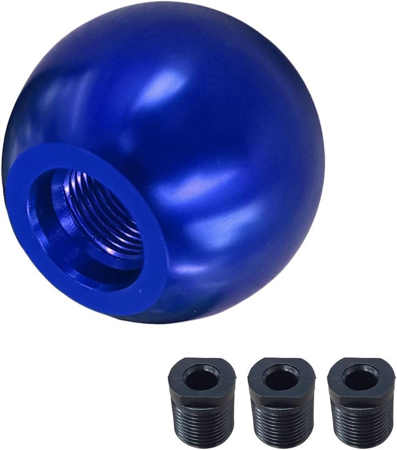 BDZMC Car Round Ball Gear Shift Knob, Aluminum Alloy Gear Shift Stick Head for Most Manual Vehicles with 3 Adapters M8, M10, M12 (Blue) - Image 1